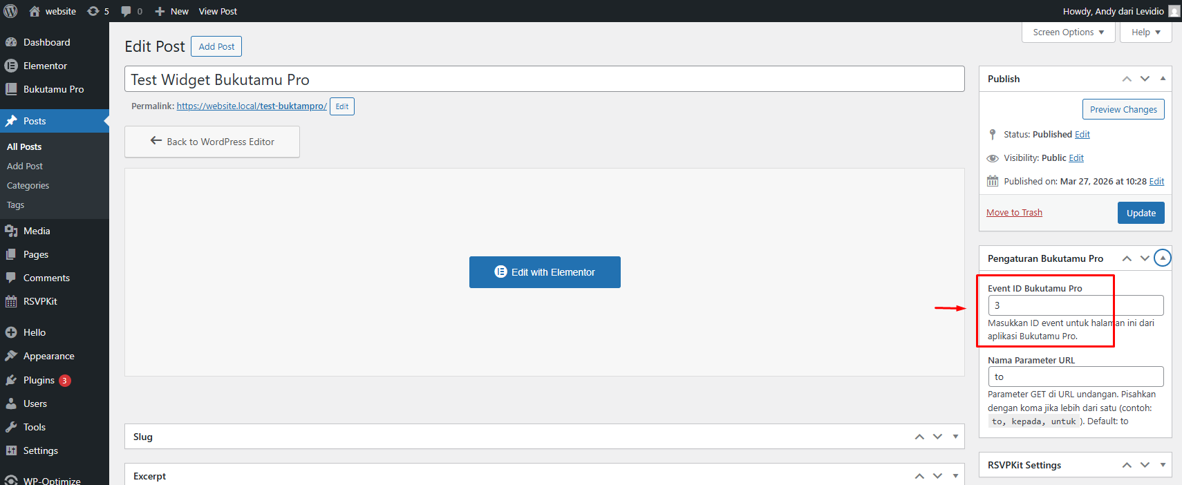 Cara Memasukkan Event ID pada Meta Box Elementor