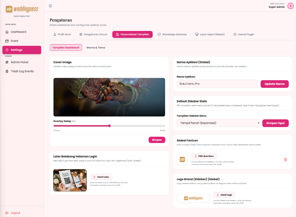 Pengaturan Cover Image dan Latar Belakang Login Whitelabel